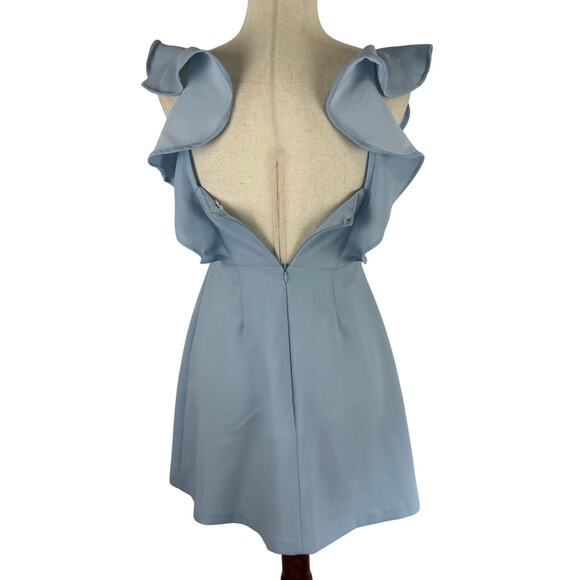 BCBGENERATION RUFFLE SLEEVE SQUARE NECK MINI DRESS IN BABY BLUE WOMEN'S‎ SIZE 0 - Picture 3 of 13